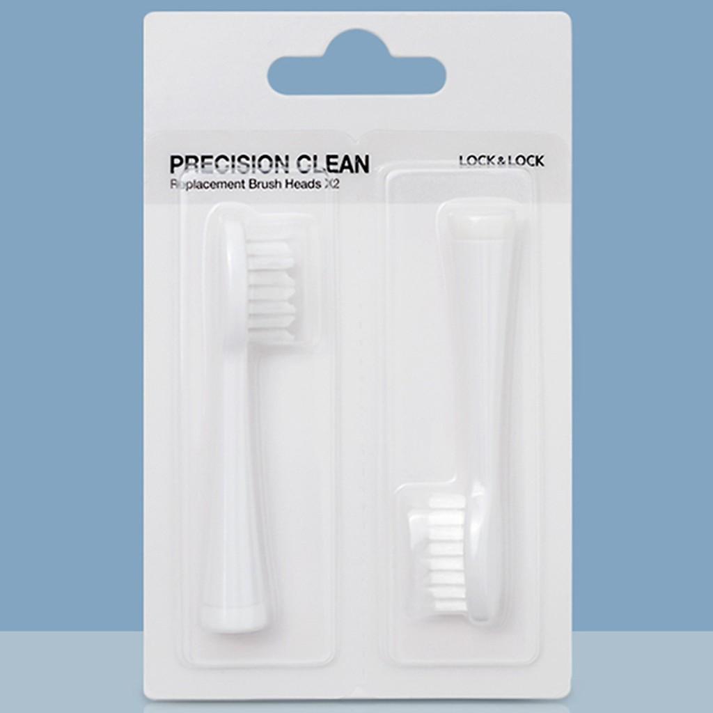 Bộ 2 đầu bàn chải điện Lock&amp;Lock Portable Electric Toothbrush Heads ENR536WHT - Hàng chính hãng sợi lông mềm - Hapos