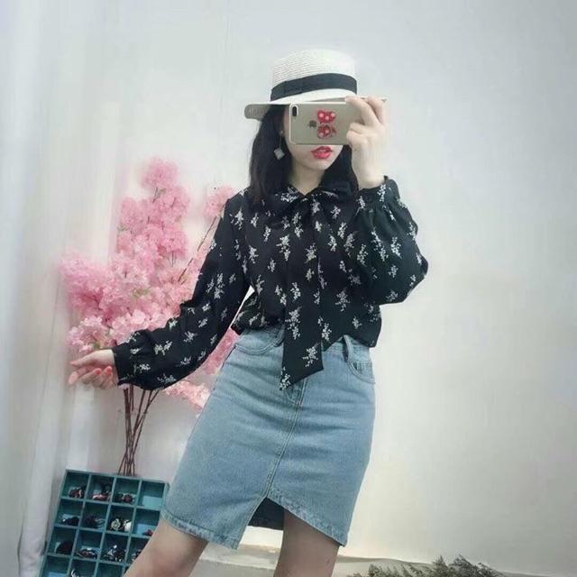 Sơ mi nơ hoa nhí vintage