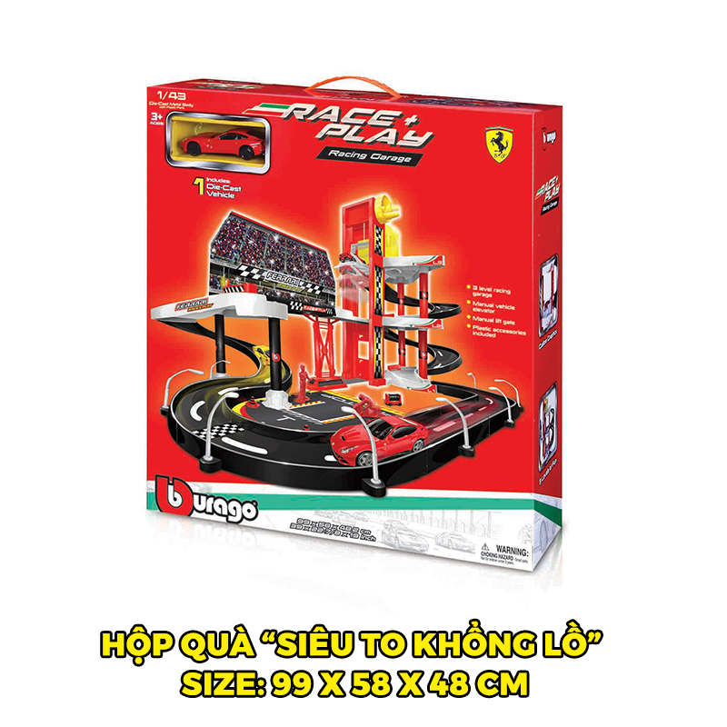 Đồ Chơi MAISTO Trạm Đỗ Xe Ferrari Đa Chức Năng, Kèm Xe Đua Tỉ Lệ 1:43 18-30197