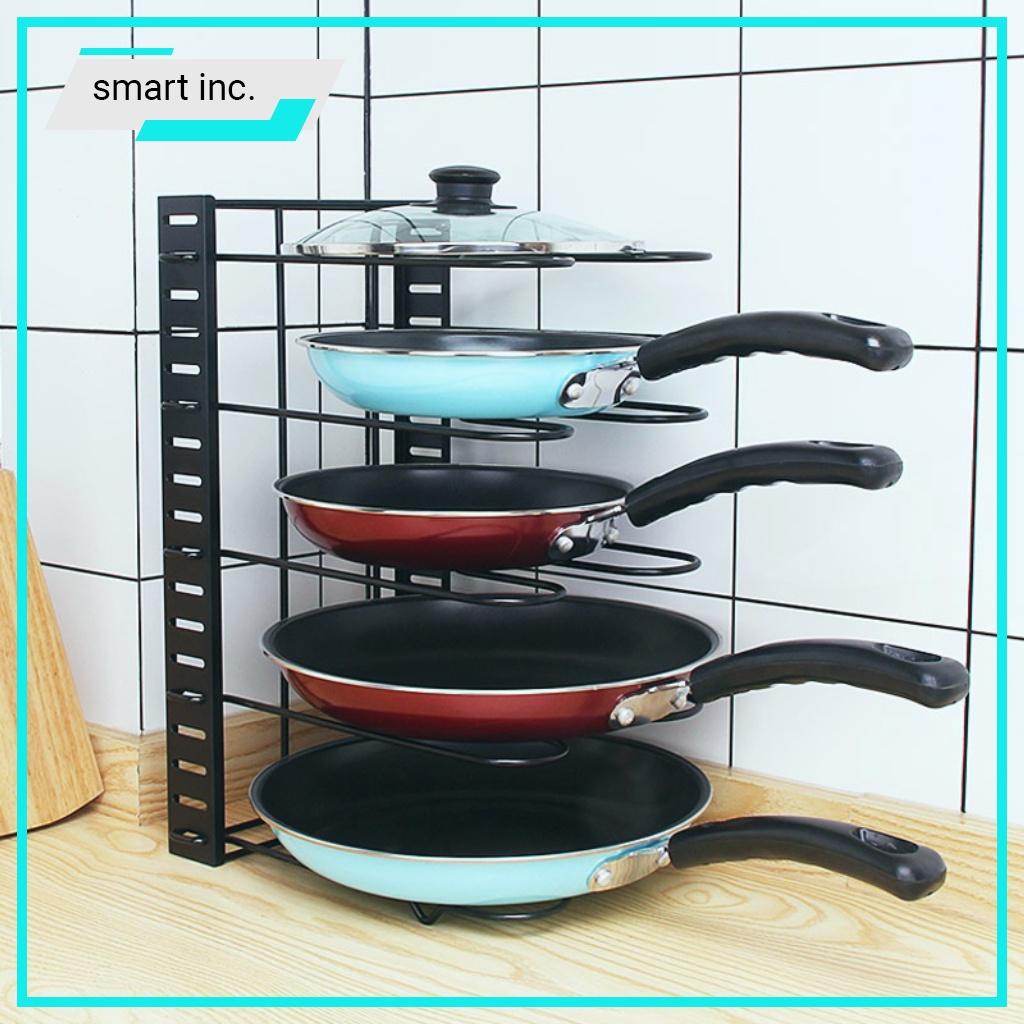Giá Treo Nhà Bếp Xoong Nồi Kệ Để Nắp Vung Nồi Chảo Inox Nhiều Tầng