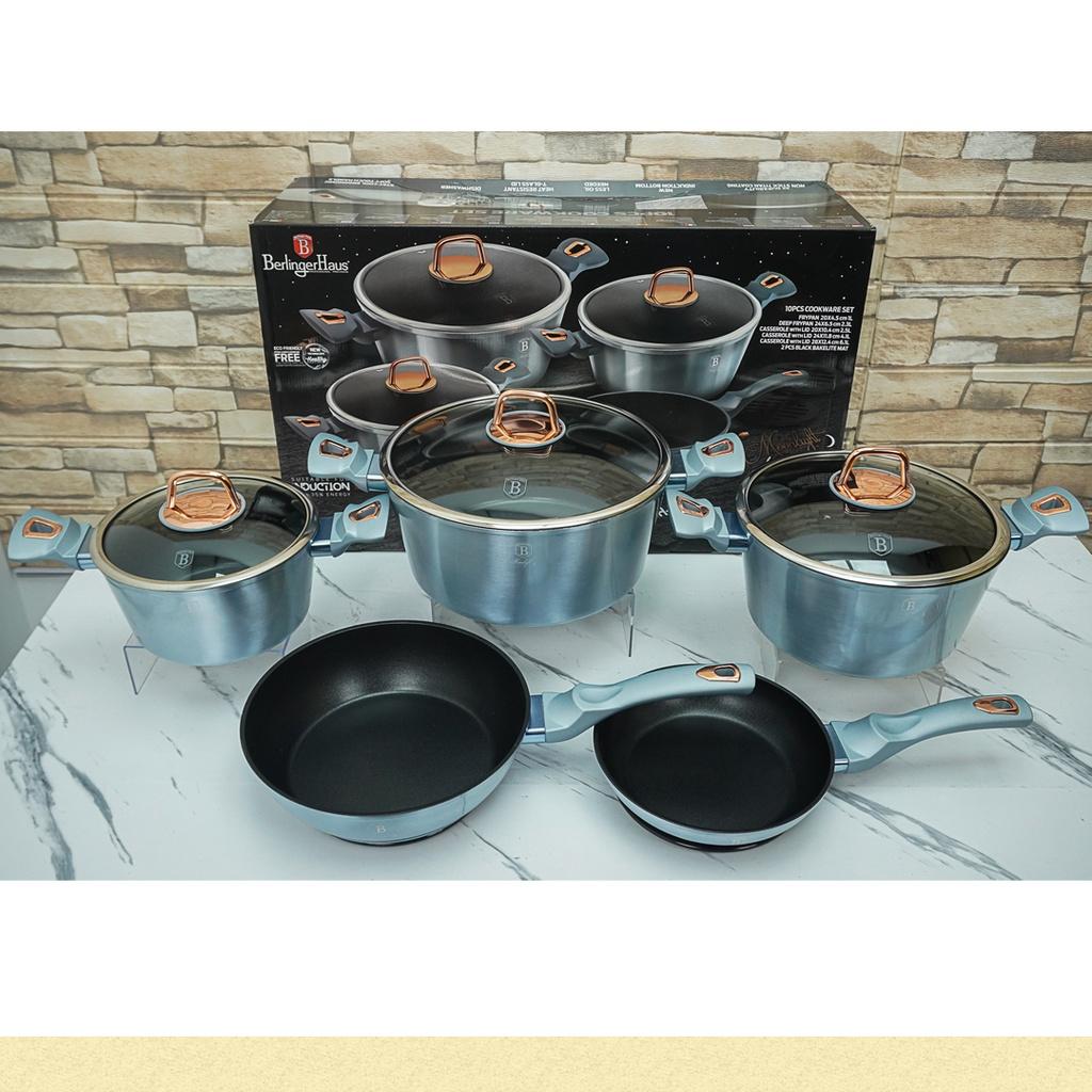 Bộ Nồi 10 Món Berlinger Haus BH/6020, Dẫn Nhiệt Tốt, Dùng Cho Mọi Loại Bếp, Nhập Đức