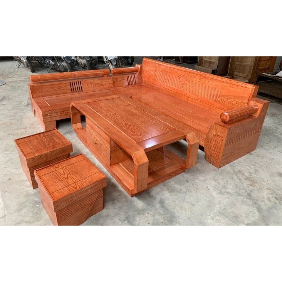 BỘ BÀN GHẾ PHÒNG KHÁCH , BỘ SOFA GÓC L GỖ SỒI ,MẪU KIM CƯƠNG