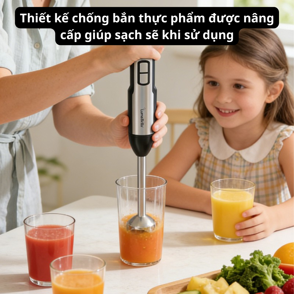 Máy xay cầm tay đa năng Lumabella LB-52036 công suất 1200W, lưỡi dao sắc bén xay nhuyễn thực phẩm - HÀNG CHÍNH HÃNG