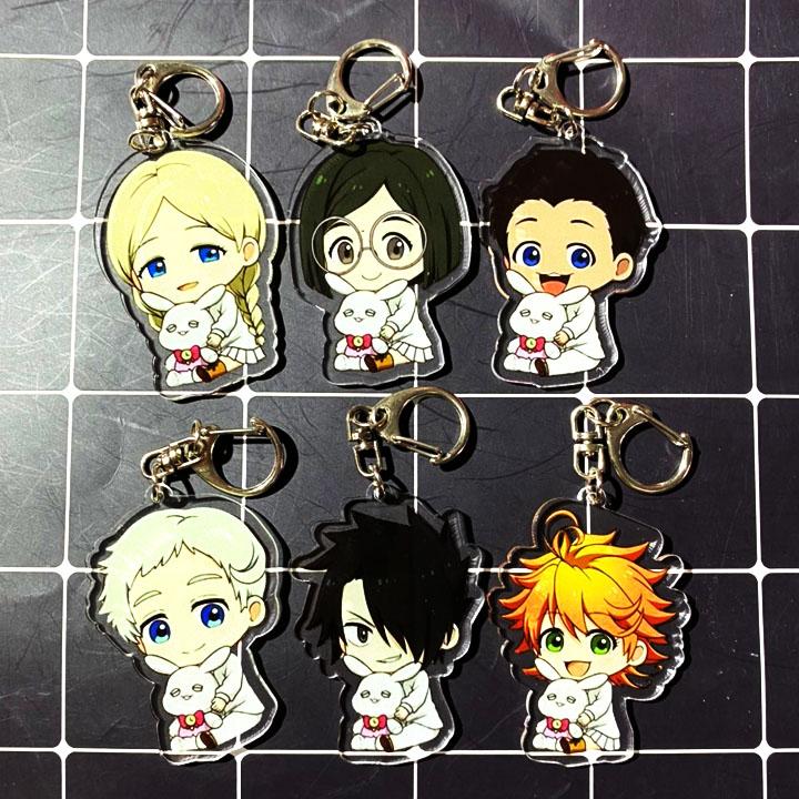 Móc khóa CHỮ NHẬT Miền Đất Hứa The Promised Neverland  skin mica trong acrylic chibi anime cute