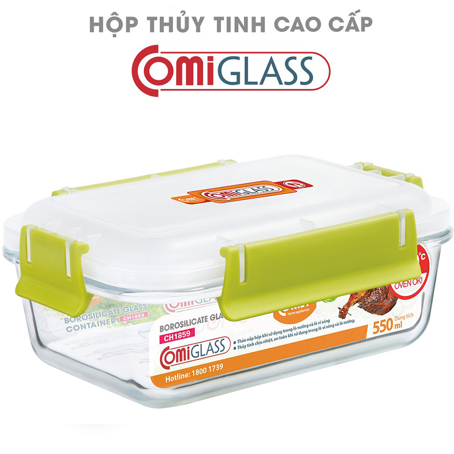 Bộ 3 hộp đựng thuỷ tinh hình chữ nhật Comet CH1858 – 550ml