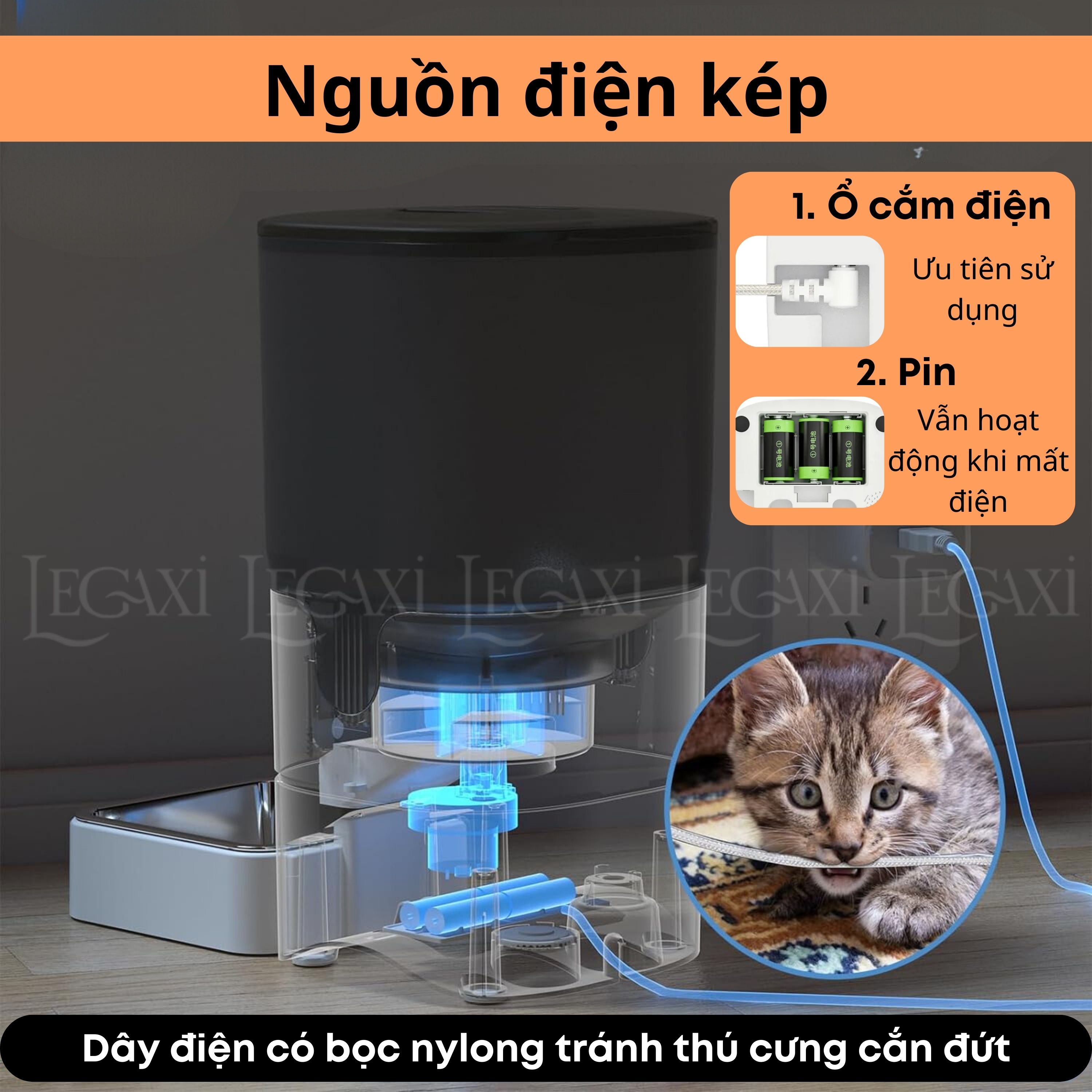 Máy Cho Ăn Tự Động Chó Mèo Pet Thú Cưng Dung Tích 6 Lít Camera Kết Nối Bluetooth App Ghi Âm Dudupet Cat Dog Legaxi