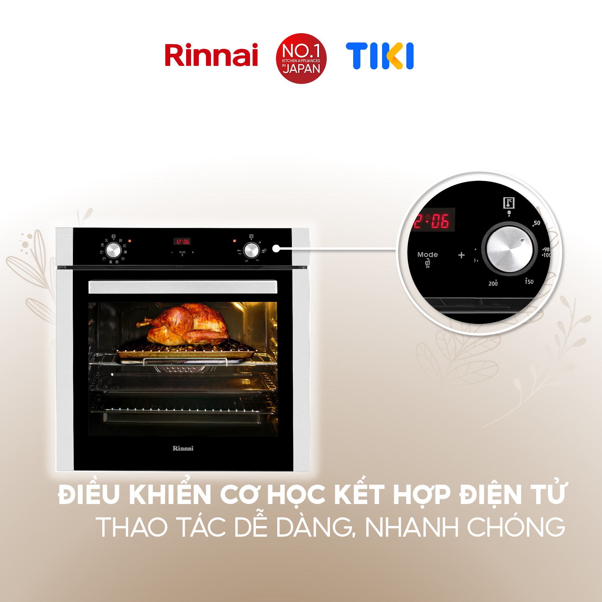 Lò nướng điện âm tủ  Rinnai RO-E6110XA-VB dung tích 69L 3100W - Hàng chính hãng.