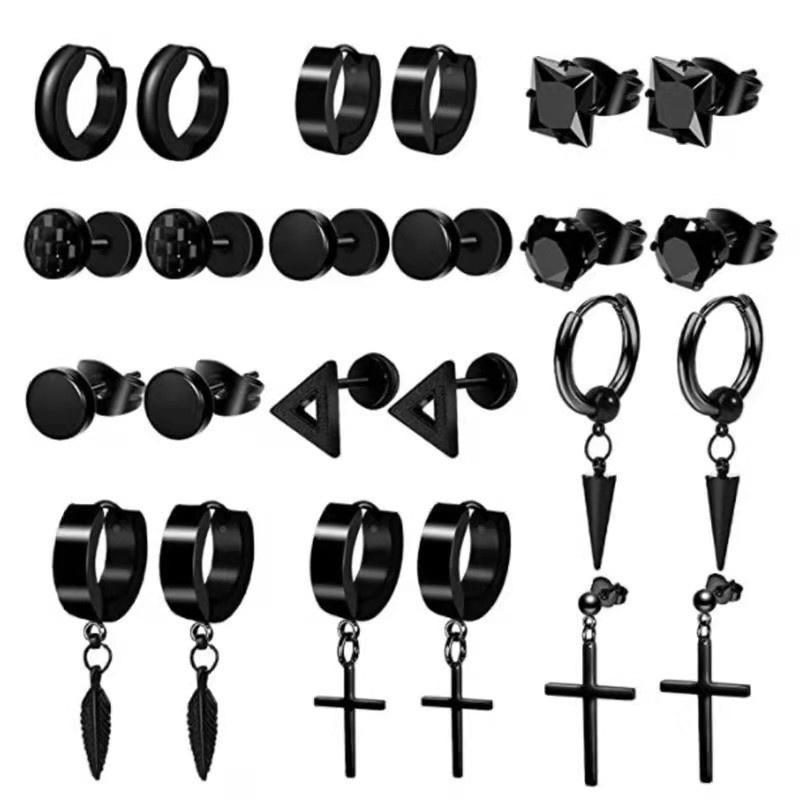 Bông tai Titan đen Unisex không gỉ 01 đôi
