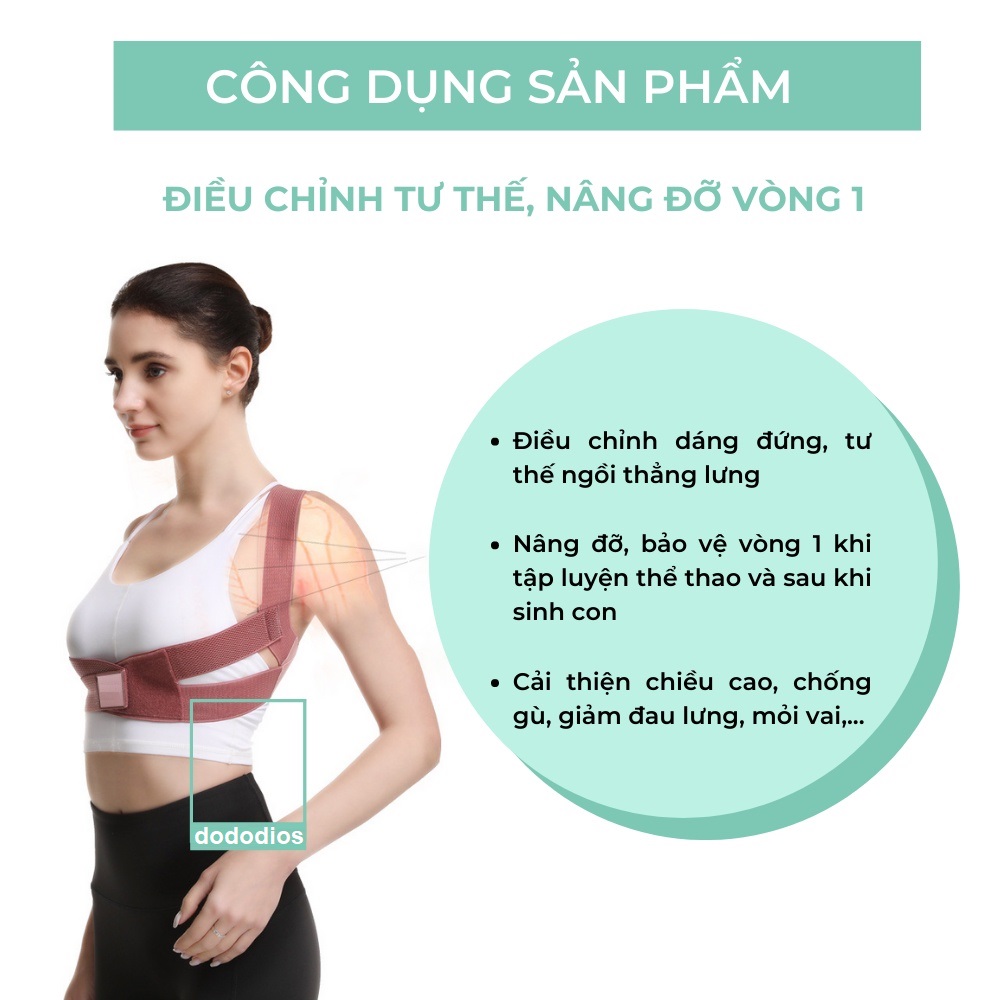 Hình ảnh Đai Bảo Vệ Vòng 1 Khi Tập Thể Dục Thể Thao - Khắc Phục Gù Lưng dododios - Hàng Chính hãng - Đai chống gù nâng ngực thế hệ mới