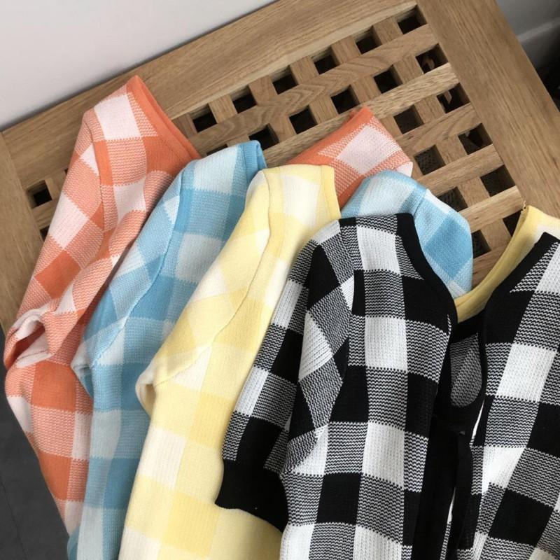 Áo Dệt Kim Nữ Ngắn Tay Cổ Chữ V Thời Trang Hàn
