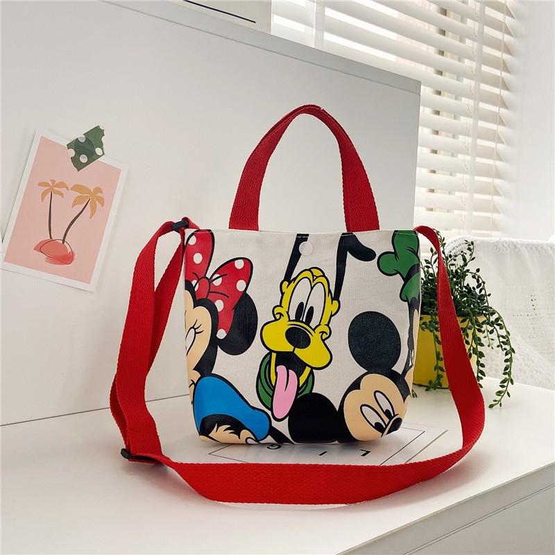 Túi tote vải đeo chéo dễ thương hình MICKEY, PLUTO, CHIP&amp;DALE phong cách Hàn Quốc cho bé gái TX22