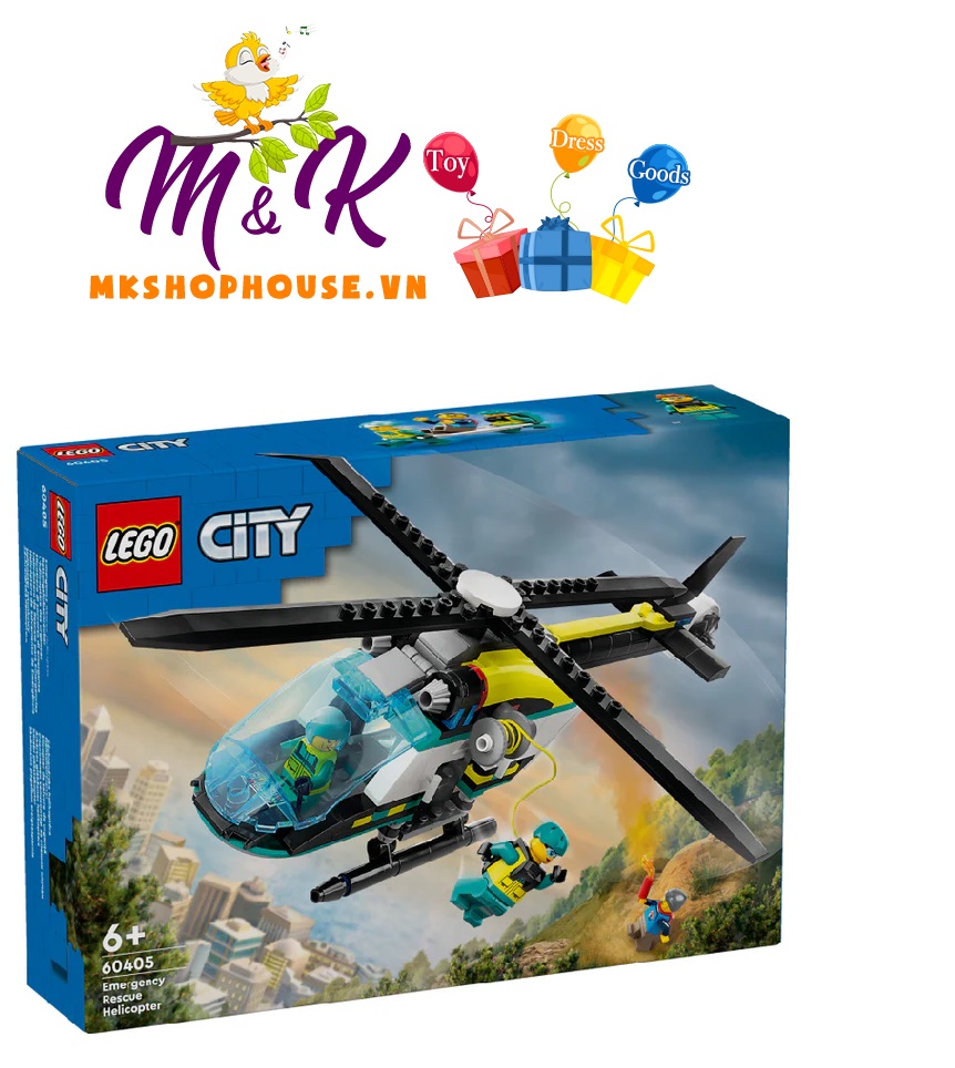 LEGO CITY 60405 Đồ chơi lắp ráp Trực thăng cấp cứu chuyên dụng (226 chi tiết)