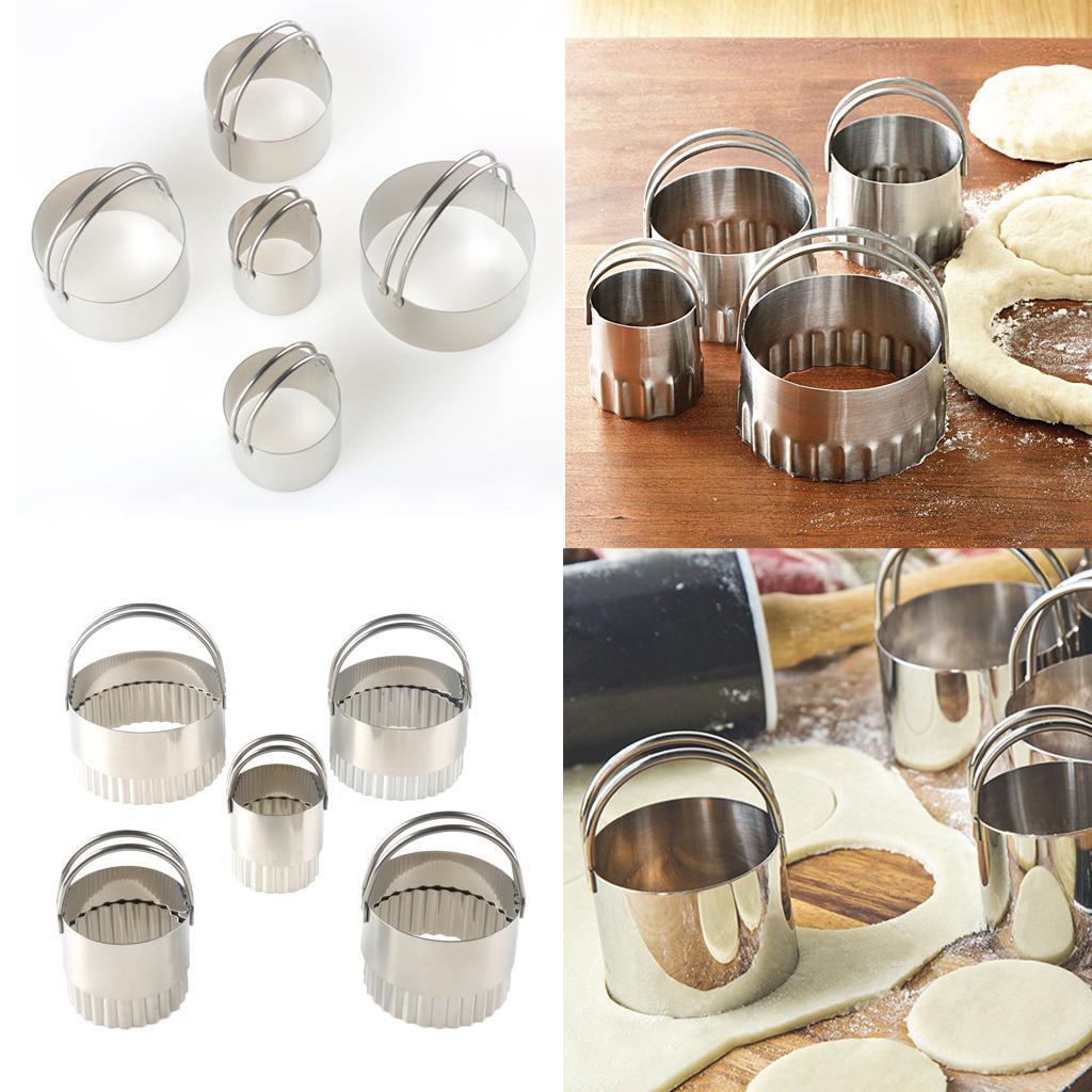 5x Cake Mold Baking Accessory Creative Cookie Cutters Stainless Steel Circle -