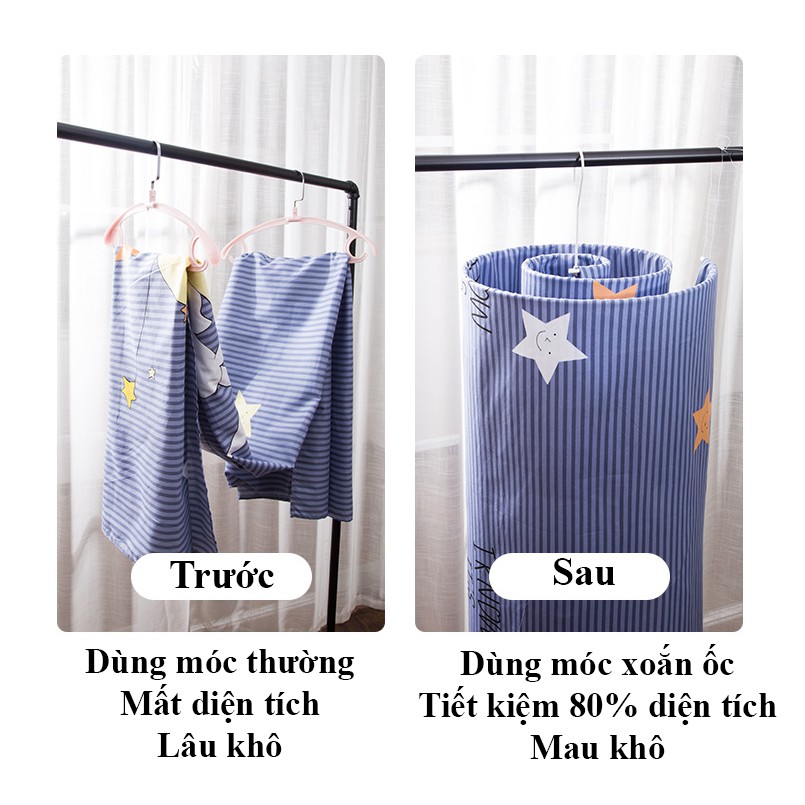 COMBO 2 MÓC GIÁ PHƠI CHĂN XOẮN ỐC TIỆN LỢI, TREO ĐƯỢC NHIỀU ĐỒ -SẮT SƠN TĨNH ĐIỆN