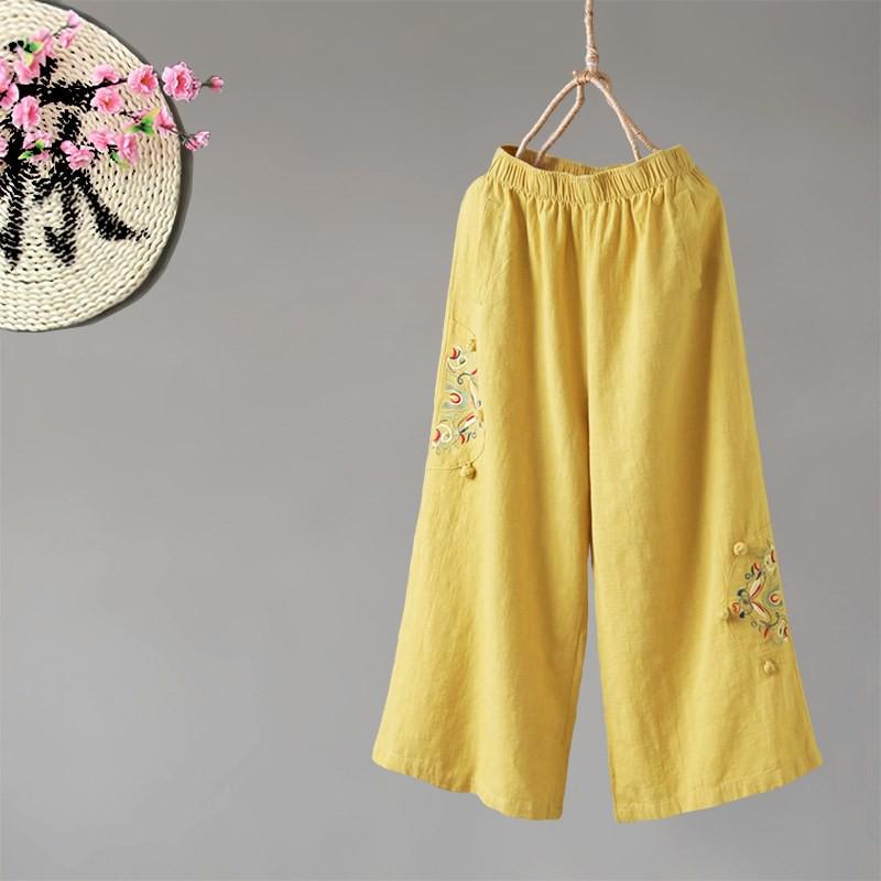 Quần ống rộng thêu hoạ tiết - chất đũi xước cực mát, Full size