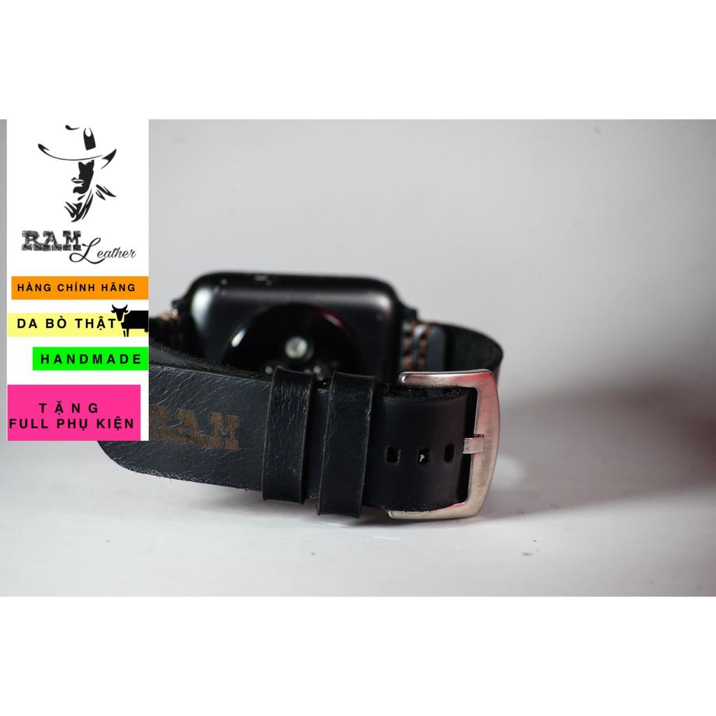 Dây đồng hồ RAM Leather da bò handmade - RAM simple đen 2021