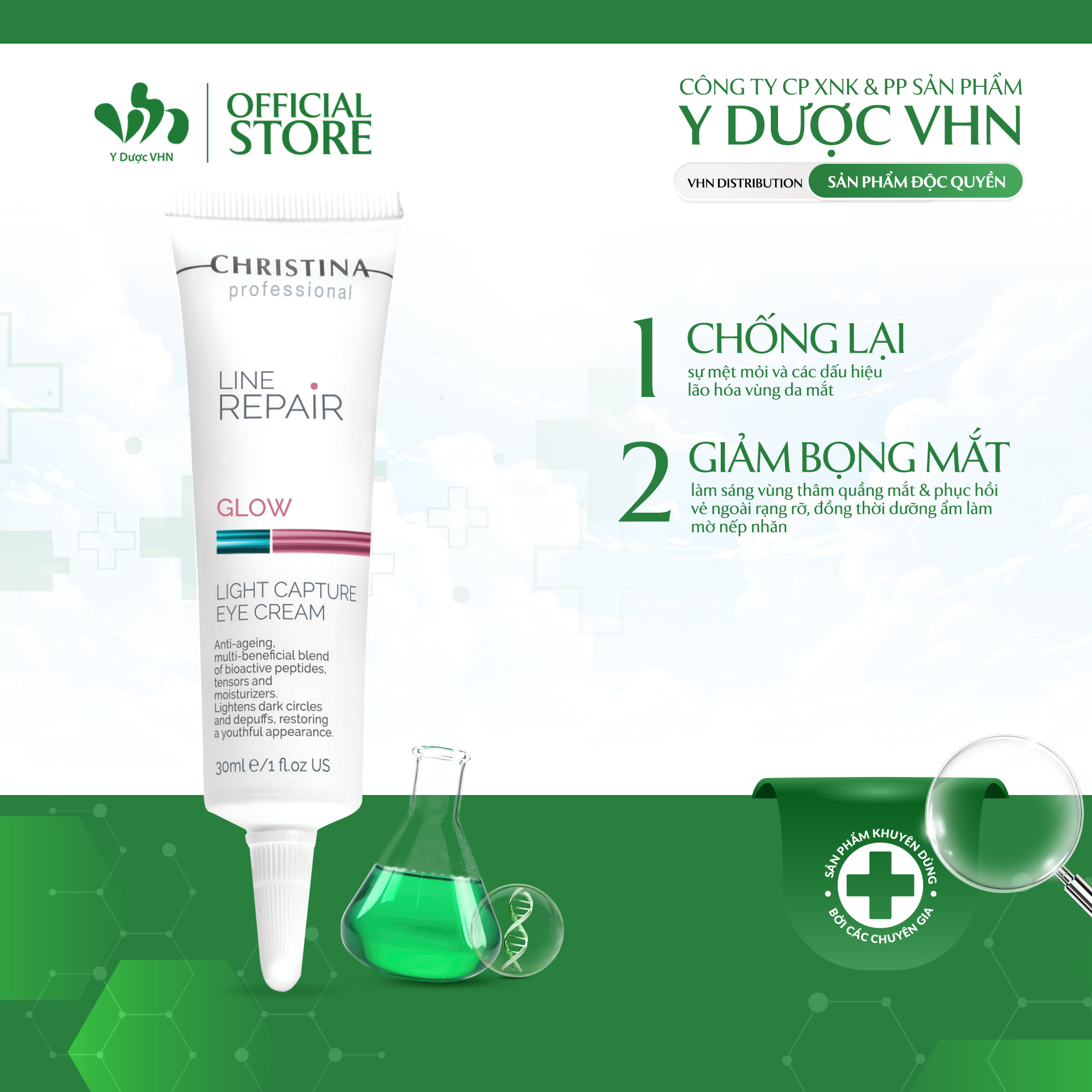 Kem dưỡng ẩm, giảm quầng thâm và bọng mắt Christina-Line Repair Light Capture Eye Cream (30ml)
