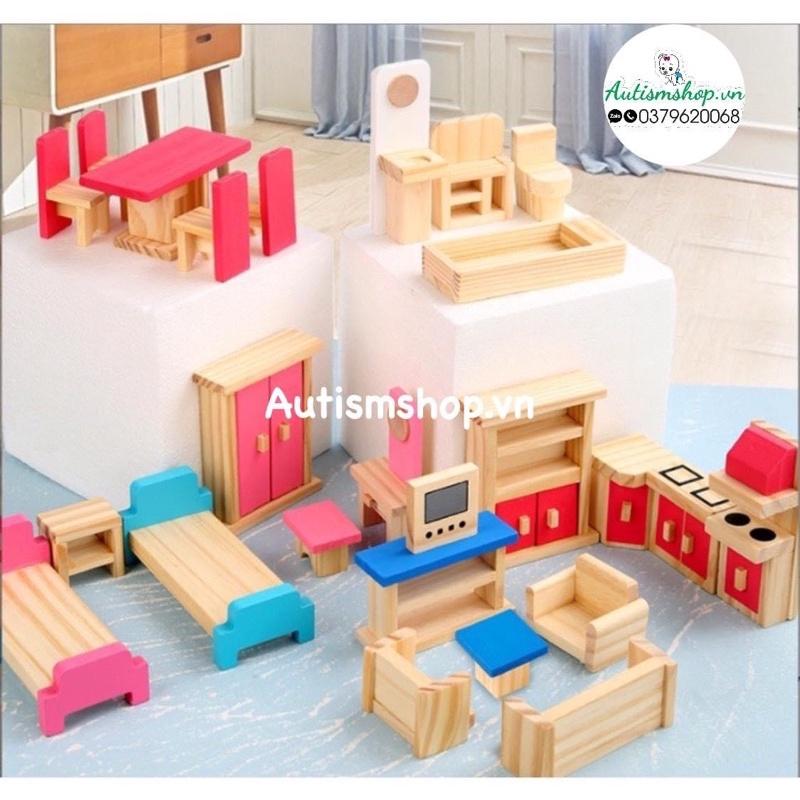 Set 5 bộ đồ gỗ nội thất gia đình montessori