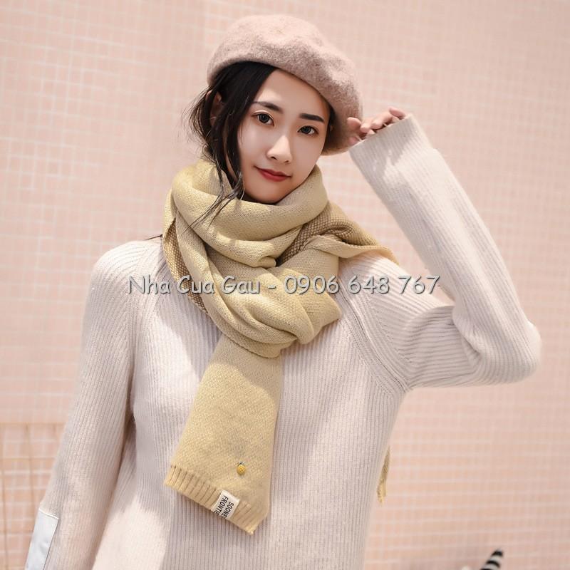 Khăn len lông 2 mặt logo quả dứa