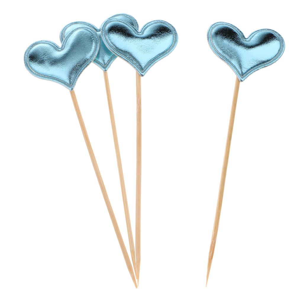 20 Pieces Toothpick Leather Heart Cupcake Picks Birthday Topper