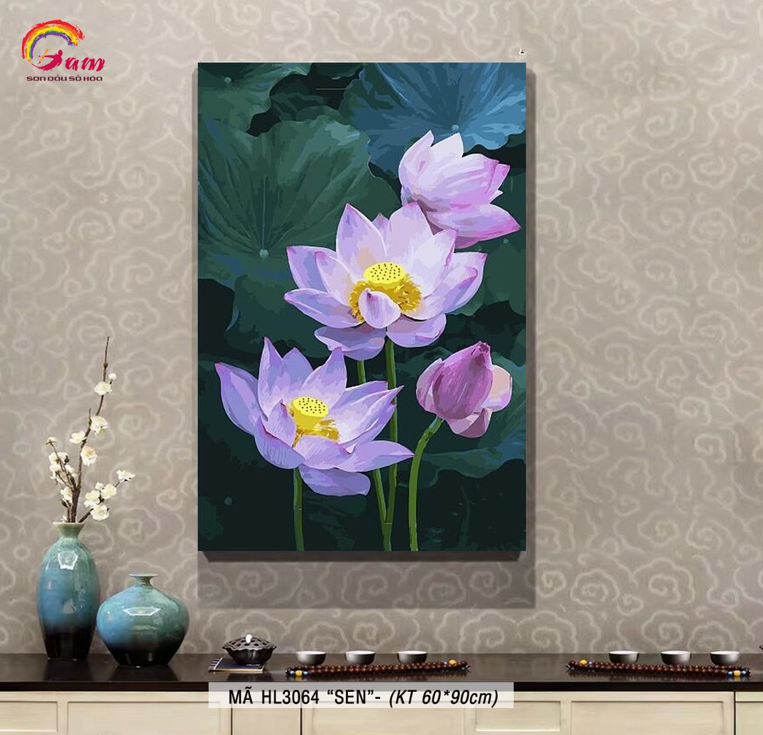 Tranh sơn dầu số hóa tự tô màu Gam HL3064 60x90cm không khung