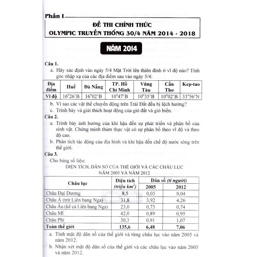 Sách - Tổng tập đề thi Olympic 30 tháng 4 Địa lý 10 (2014 - 2018)