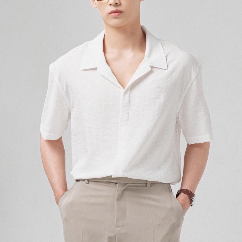 Áo sơ mi nam SSSTUTTER cổ cuban form rộng hàn quốc linen thoáng mát CUBAN BASIC SHIRT