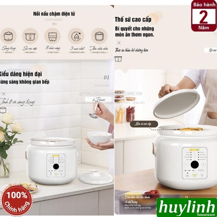 Nồi nấu cháo chậm điện tử Bennix BN-30SLC - Dung tích 3 lít - 8 chức năng - 3 tốc độ nấu - Hàng chính hãng