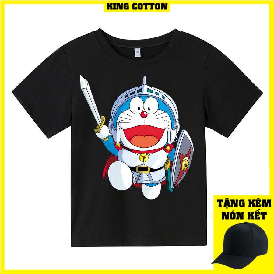 Áo thun trẻ em doraemon chiến binh 4 màu Có size người lớn, King Cotton
