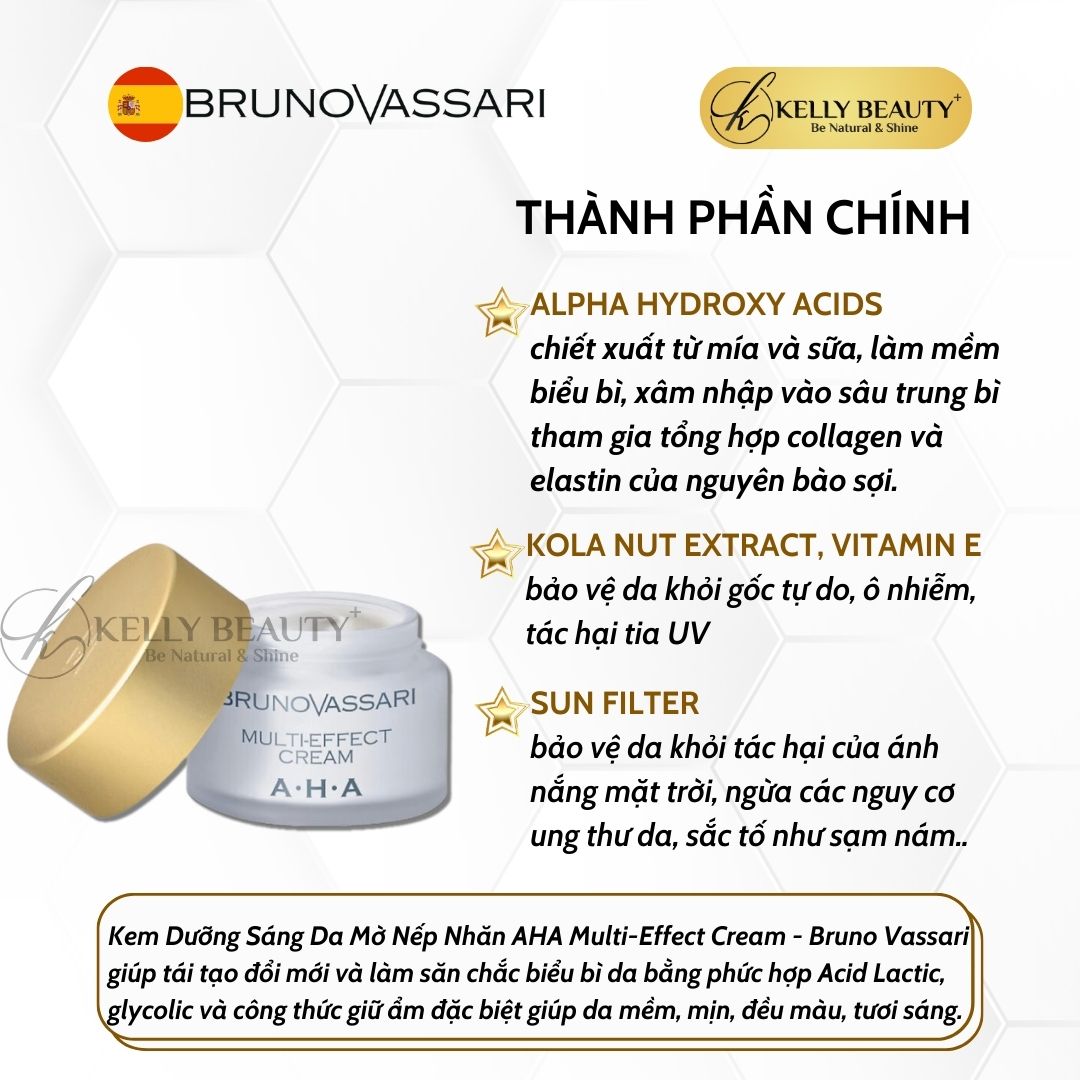 Kem Dưỡng Chống Lão Hóa Sáng Da AHA Multi-Effect Cream - Bruno Vassari | Kelly Beauty