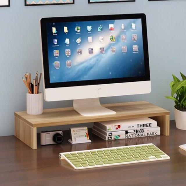 Kệ gỗ để màn hình máy tính đa năng gỗ thông tự nhiên kích thước 50x20x7 cm