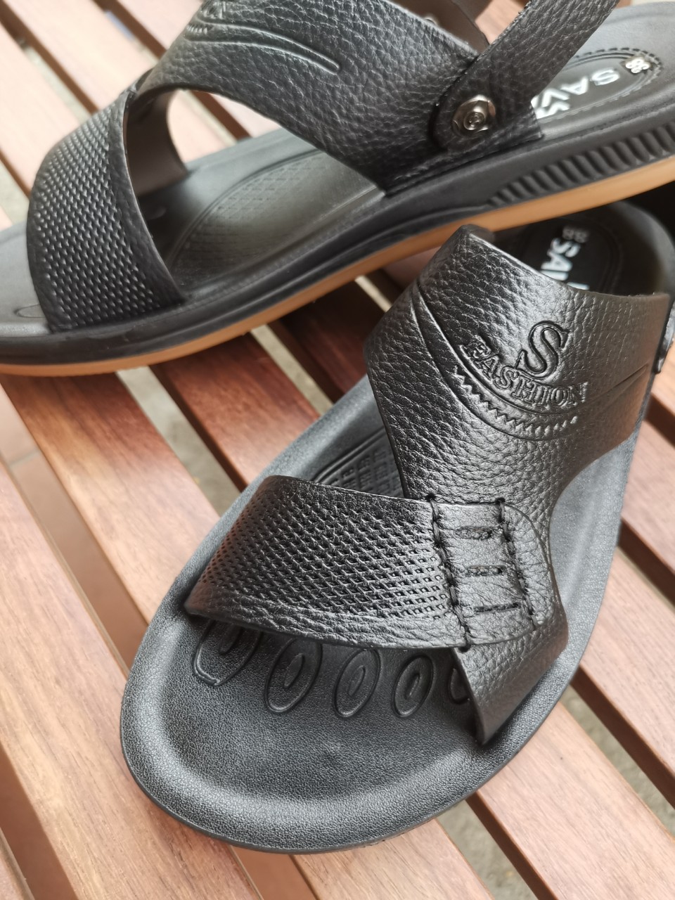 Giày Sandal nam da bò thật dép quai hậu nam da thật - DQH.235