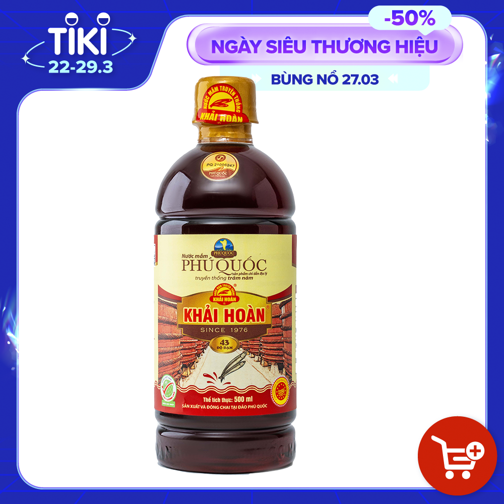 Đặc Sản Phú Quốc - Nước Mắm Phú Quốc Khải Hoàn 43 Độ Đạm Chai Nhựa 500Ml - Ocop 5 Sao