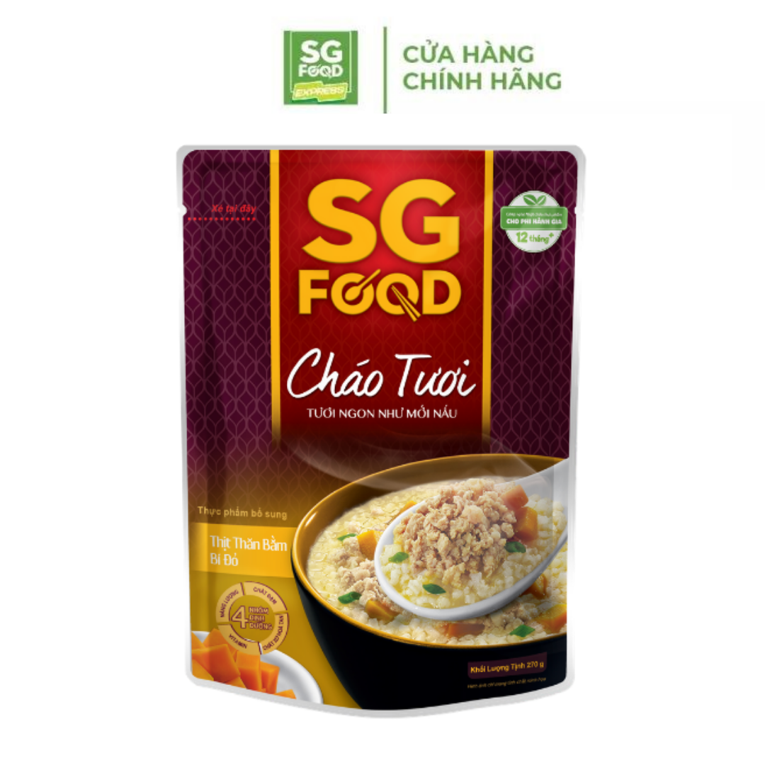 Combo 3 cháo Tươi SG Food 240G (Thịt Bằm, Sườn Non, Cá Hồi)