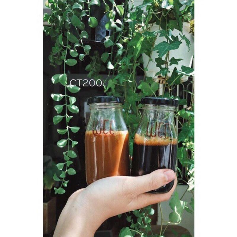 10 Chai Tinh 200Ml Nắp Thiếc . Chai Thuỷ tinh tròn