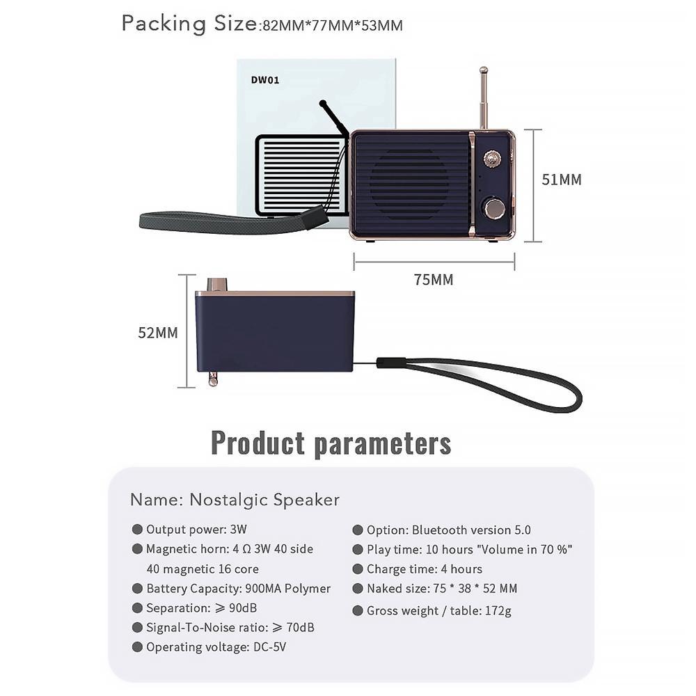 Loa Bluetooth Mini Dw01 Phong Cách Retro