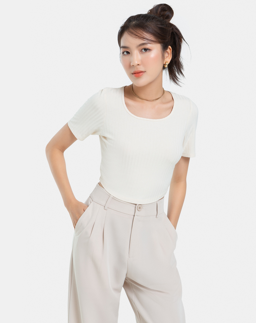 Áo Thun Thời Trang JUNO Croptop Cổ Vuông JNATH017