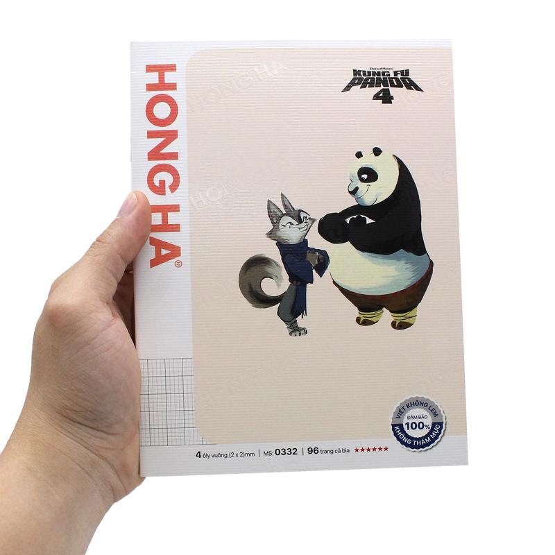Combo 5 Tập Học Sinh Class KungFu Panda 4 - 4 Ô Ly Vuông - 96 Trang 100gsm - Hồng Hà 0332 - Mẫu 1 + Tặng Kèm Thẻ Cào