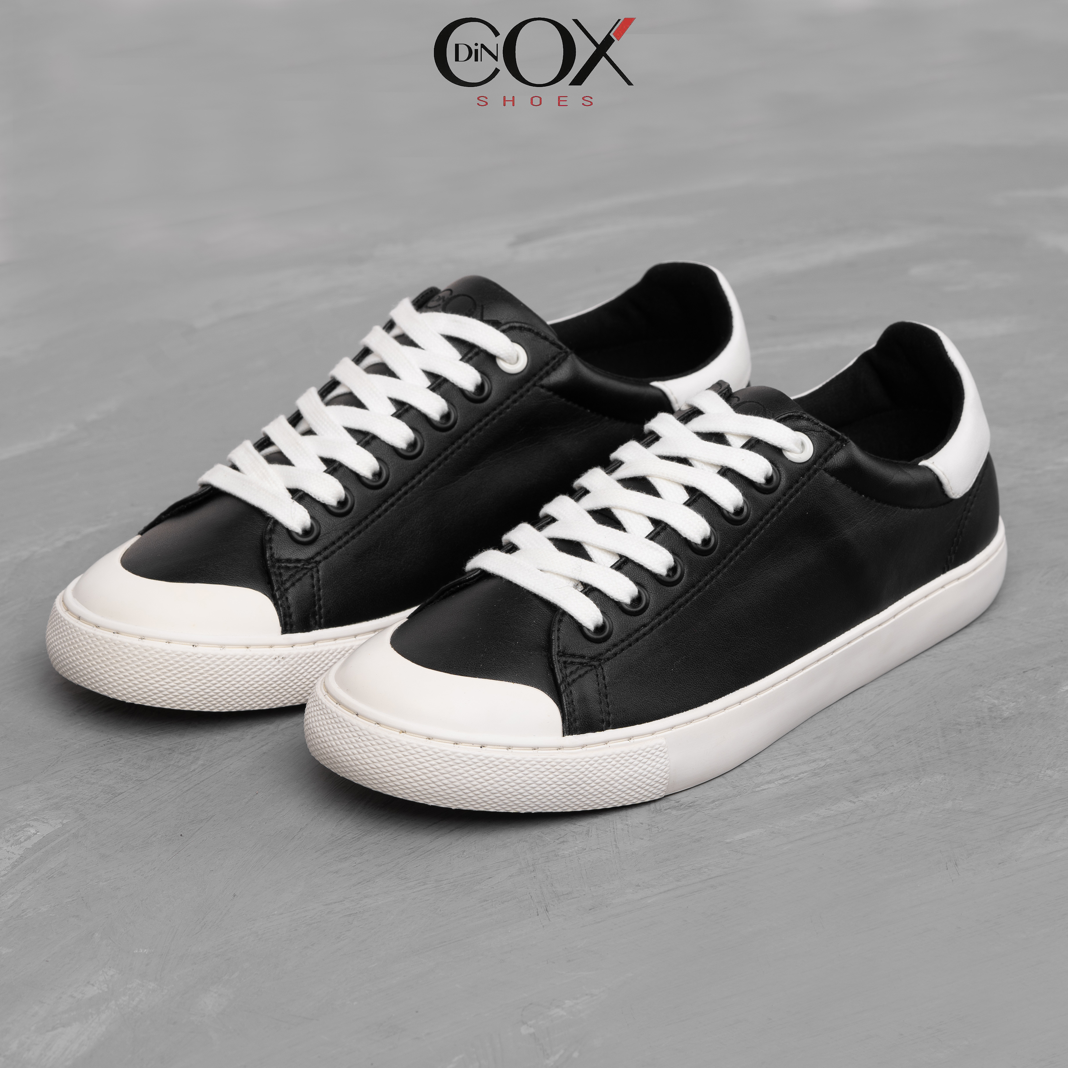 Giày Sneaker Da Nam DINCOX C13 Cách Điệu Sáng Tạo Black/White