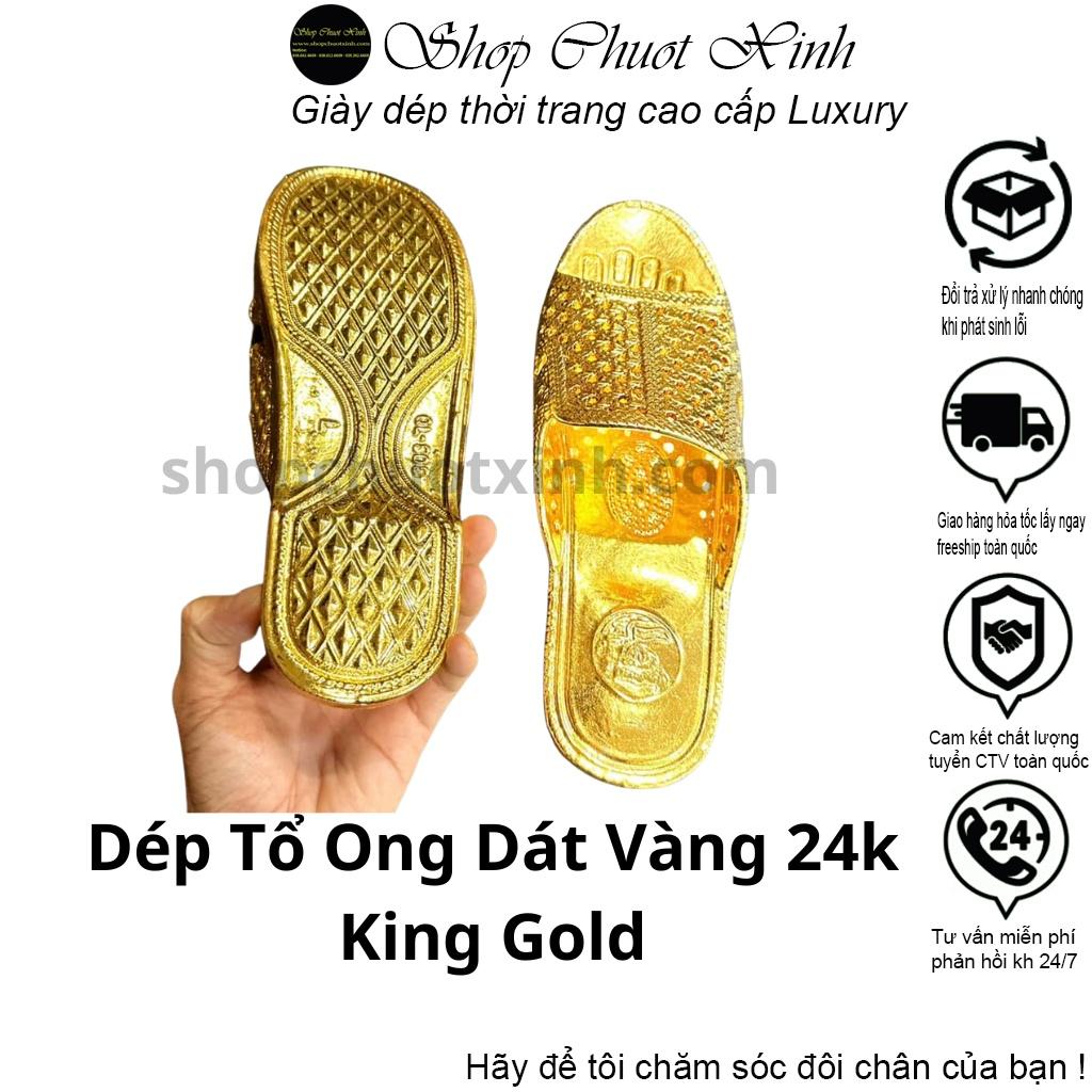 Dép tổ ong dát vàng 24k full size 38-43 đầy đủ bill box phụ kiện túi hộp king gold phân phối bởi shopchuotxinh