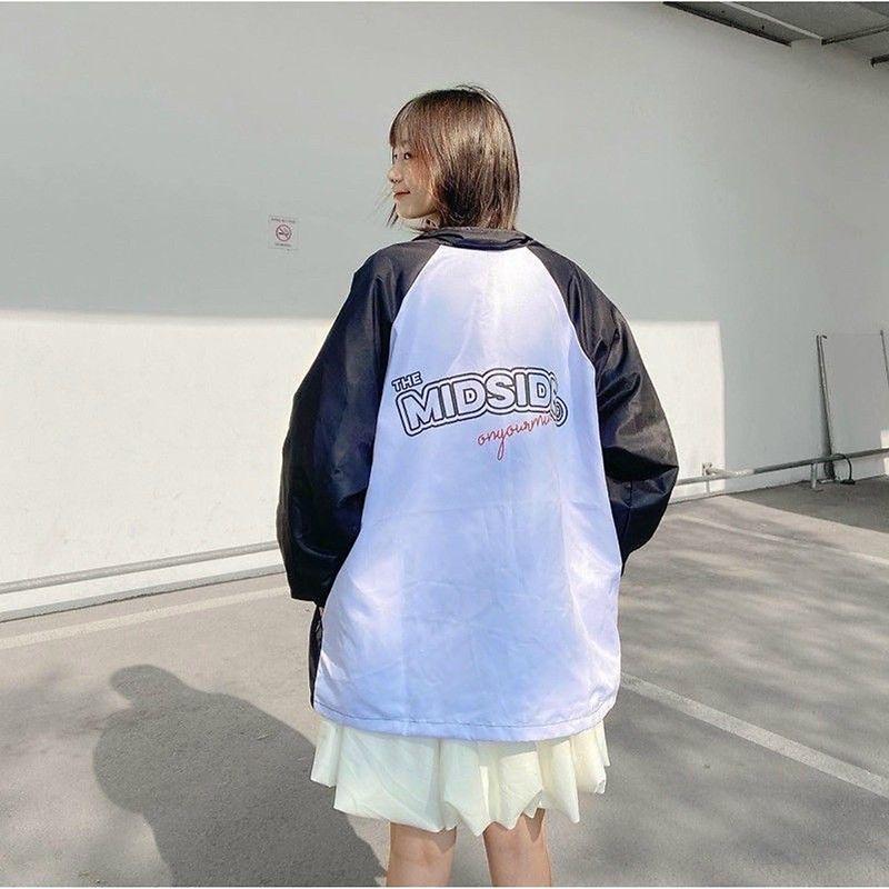 Hình ảnh Áo khoác bomber nam nữ unisex gió jacket dù 2 lớp cúc bấm form rộng local brand ulzzang phong cách hàn quốc đep MIDSIDE