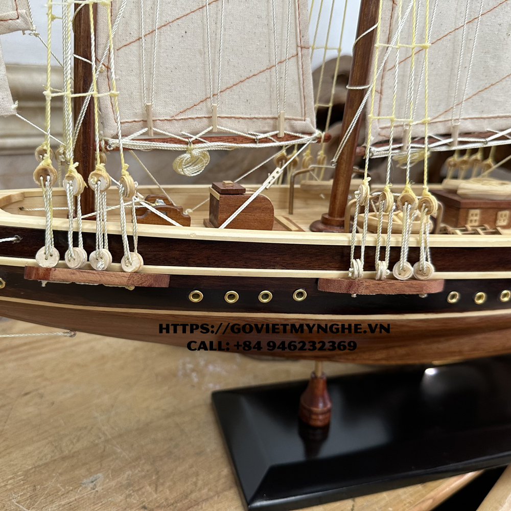 Mô hình du thuyền gỗ trang trí du thuyền Atlantic - Quà tặng mỹ nghệ trang trí-Thân tàu dài 60cm -Gỗ tự nhiên