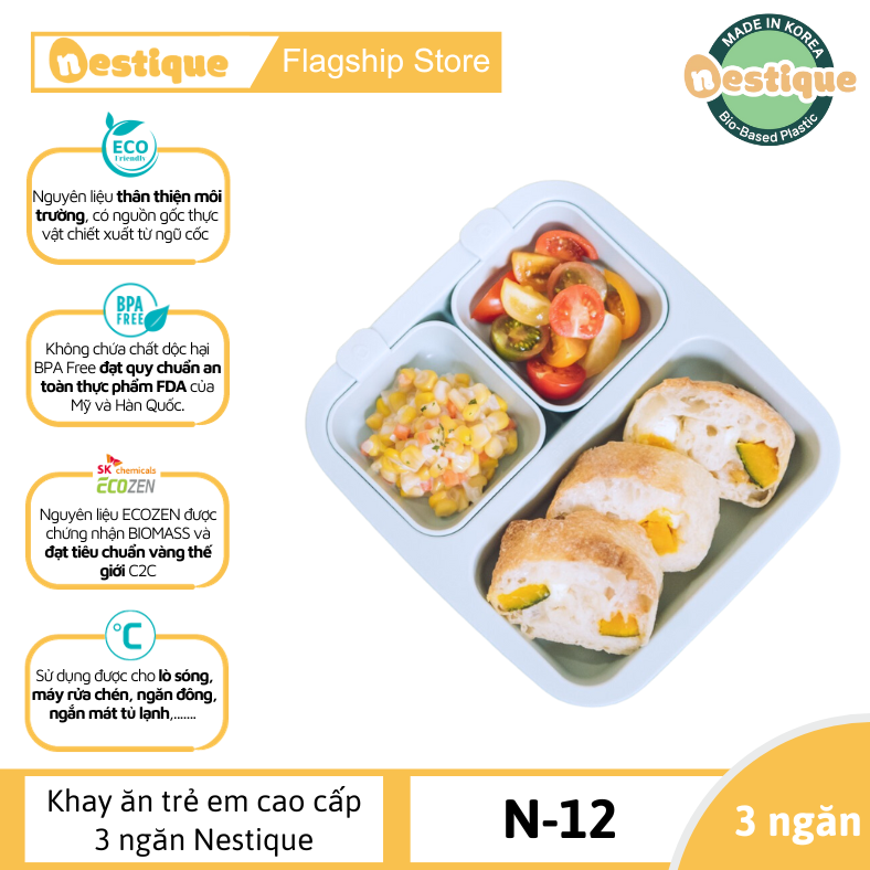 Khay Ăn Trẻ Em Nestique N-12 Cao Cấp 3 Ngăn