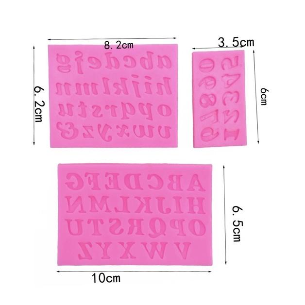 Bộ 3 khuôn silicon chữ và số