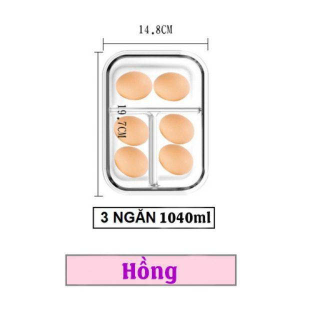 Hộp thủy tinh đựng thức ăn 3 ngăn - hộp thủy tinh chia 3 ngăn cao cấp