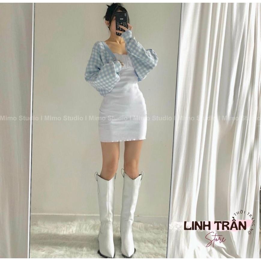Sét Đầm 2 Dây Mix Áo Khoác Tay Dơi Váy 2 Dây Dáng Ôm Mix Áo Tay Dơi Linh Trần Store