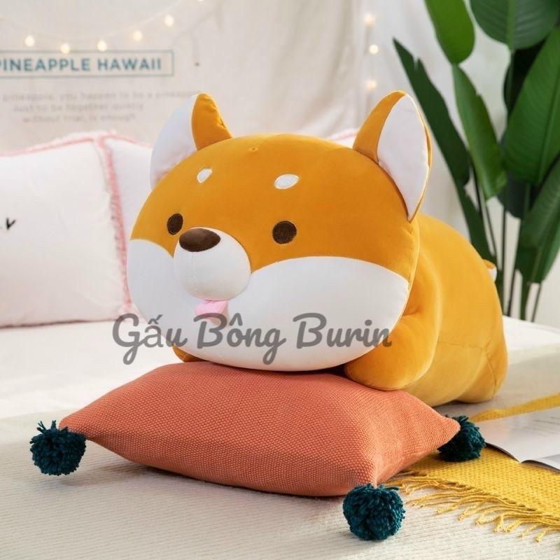 Gấu bông chó shiba lè lưỡi, chó shiba nhồi bông màu vàng