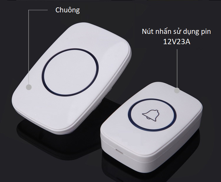 Chuông cửa cao cấp không dây - Tặng kèm 2 móc treo đồ dán tường