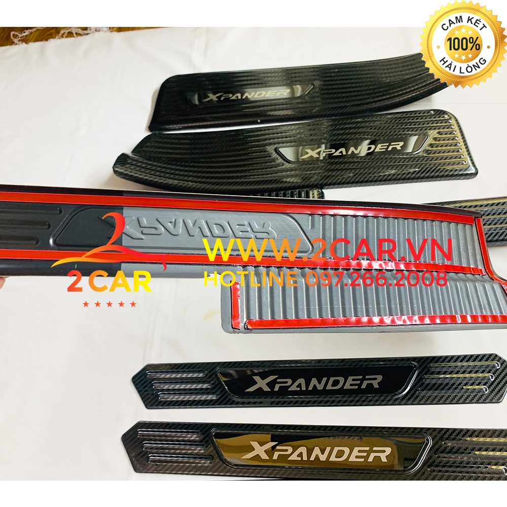 ỐP BẬC CỬA, NẸP BƯỚC CHÂN TRONG NGOÀI CARBON XE MITSUBISHI XPANDER VÂN CACBON 2018 - 2021 - 2022 hàng cao cấp