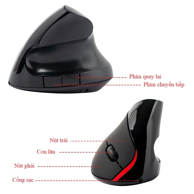 Chuột đứng không dây cao cấp chống mỏi tay hàng chính hãng PKCB HPT1007 5D Vertical Mouse